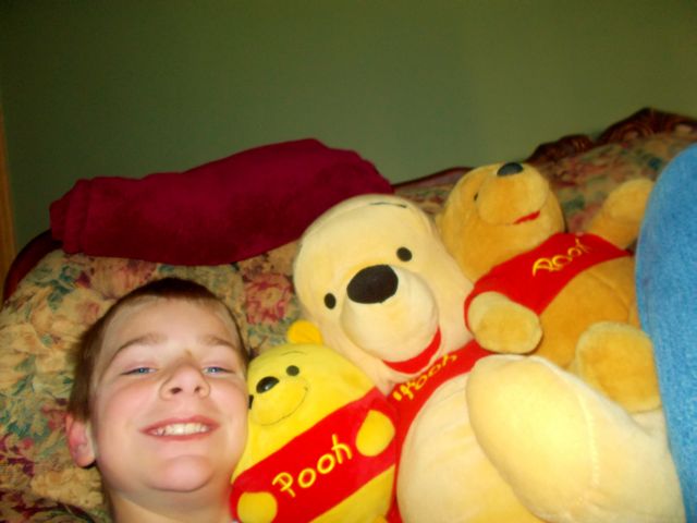 Jonathan made friends with many Pooh-bears
